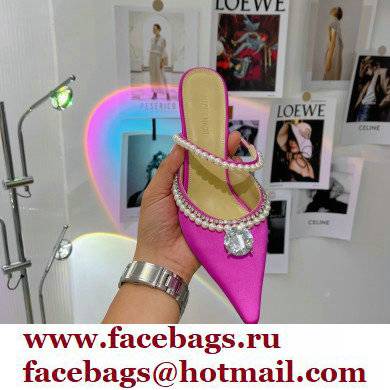 Mach  &  Mach Heel 6cm Pearl Crystal Mules Satin Fuchsia 2022